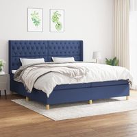 vidaxl cama box spring con colchon tela azul 200x200 cm