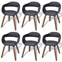 vidaxl sillas de comedor 6 uds madera curvada cuero sintetico negro