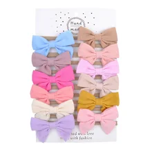1pcs solid fabric hair bow headbands bow elastic hair bands handmade boutique hairbands baby girl hair accessories
