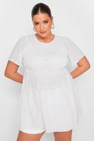 yours top blanco fruncido con bordados mujer curvy y tallas grandes yours