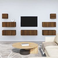 vidaxl set de muebles para tv 7 pzas madera contrachapada roble marron