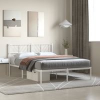 vidaxl estructura cama sin colchon con cabecero metal blanco 135x190cm