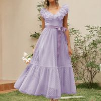 vestido de malla con volantes elegante vestido de cuello en v para primavera y verano ropa de mujer