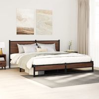 vidaxl estructura de cama sin colchon metal marron roble 160x200 cm