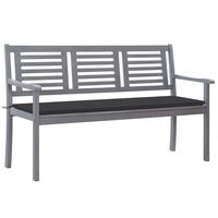 vidaxl banco de jardin 3 plazas madera eucalipto gris y cojin 150 cm