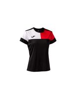 camiseta de futbol joma manga corta crew v negro rojo blanco nina