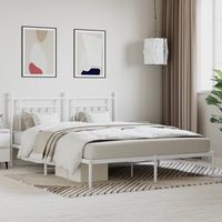 vidaxl estructura cama sin colchon con cabecero metal blanco 180x200cm