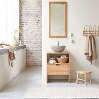 mueble para lavabo de roble macizo de 60 cm