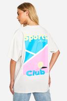 camiseta oversize con estampado de eslogan padel club sports beige