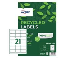 avery addressing labels laser recycled 21 per sheet - lr7160-100