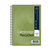 cambridge ruled recycled wirebound notebook 100 pages a5 5 pack