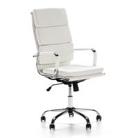 sillon de oficina reclinable blanco piel sintetica altura ajustable