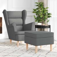 vidaxl sillon con taburete reposapies tela gris oscuro