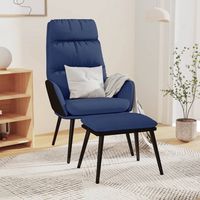 vidaxl sillon de relax con taburete de tela y cuero sintetico azul