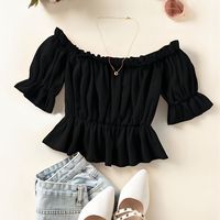 blusa de hombros descubiertos con volantes dulce blusa de manga corta para primavera y verano ropa de mujer