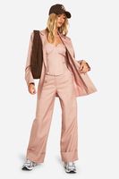 pantalon de pernera ancha premium con raya diplomatica y botamanga pink