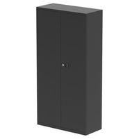 qube by bisley stationery 1850mm 2-door cupboard black with shelves