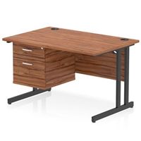 impulse 1200x800 desk walnutblack cantilever leg 1x2 drawer fixed ped