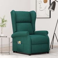 vidaxl sillon de masaje elevable tela verde oscuro