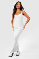 vestido maxi premium ajustado de tirantes super suave gris