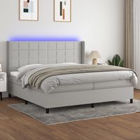 vidaxl cama box spring con colchon tela y led gris claro 200x200 cm