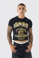 camiseta destenida con estampado grafico homme de pajaro encogida negro