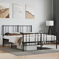 vidaxl estructura cama sin colchon con estribo metal negro 140x190 cm