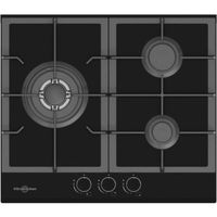 vitrokitchen cg630nb encimera de gas butano de cristal 3 zonas 60cm negra