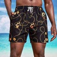 pantalones cortos estampados de cadenas doradas con bolsillos informales cintura elastica con cordon pantalones cortos de verano para la piscina y la playa pantalones cortos de descanso