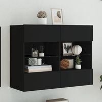 vidaxl mueble de tv de pared con luces led negro 785x30x605 cm