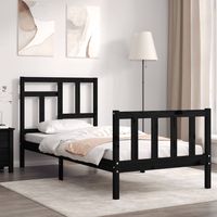 vidaxl estructura de cama con cabecero madera maciza negro 90x200 cm