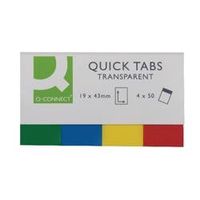 q-connect quick tabs 25 x 45mm transparent assorted pack - kf01225