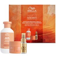 xmas pack nutri enrich - wella - contenido del pack deep nourishing shampoo - 300 ml  deep nourishing mask - 150 ml  talla viaje gratuita luminous