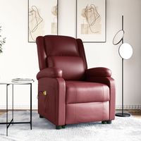 vidaxl sillon de masaje elevable cuero sintetico rojo tinto