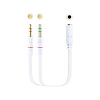 cable audio 1xjack-35 a 2xjack-35 nanocable 20cm blanco hembra a 2xmacho 4pin 3pin blanco