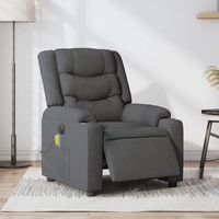 vidaxl sillon reclinable de masaje electrico tela gris oscuro