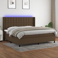 vidaxl cama box spring colchon luces led tela marron oscuro 200x200 cm