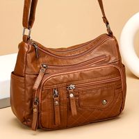 bolso bandolera casual de gran capacidad para mujer en piel sintetica suave con correa ajustable y multiples bolsillos con cremallera