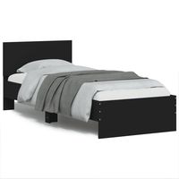 vidaxl estructura de cama con cabecero y luces led negro 90x200 cm