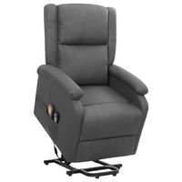 vidaxl sillon de masaje elevable tela gris oscuro