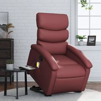 vidaxl sillon reclinable de masaje de pie cuero artificial rojo tinto