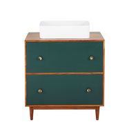 mueble de bano con 2 cajones marron y verde