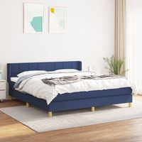 vidaxl cama box spring con colchon tela azul 180x200 cm