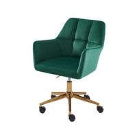 sillon de oficinade terciopelo verde con patas doradas