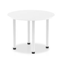 impulse 1000mm round table white top white post leg