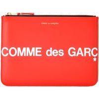 comme des garcons cartera comme des garcons wallet sobre logotipo enorme en piel roja para hombre