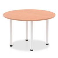 impulse 1200mm round table beech top white post leg