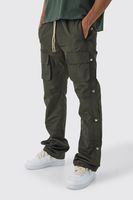 pantalon cargo ajustado de campana con cintura elastica verde