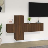 vidaxl set de muebles para tv 3 pzas madera contrachapada roble marron