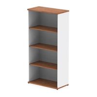 impulse 1600mm bookcase walnut and white